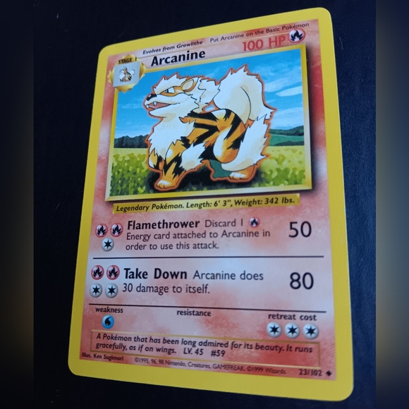 Arcanine Pokemon Card - Base Set - NO. 23/102 Uncommon Non-Holo - Picture 6 of 9
